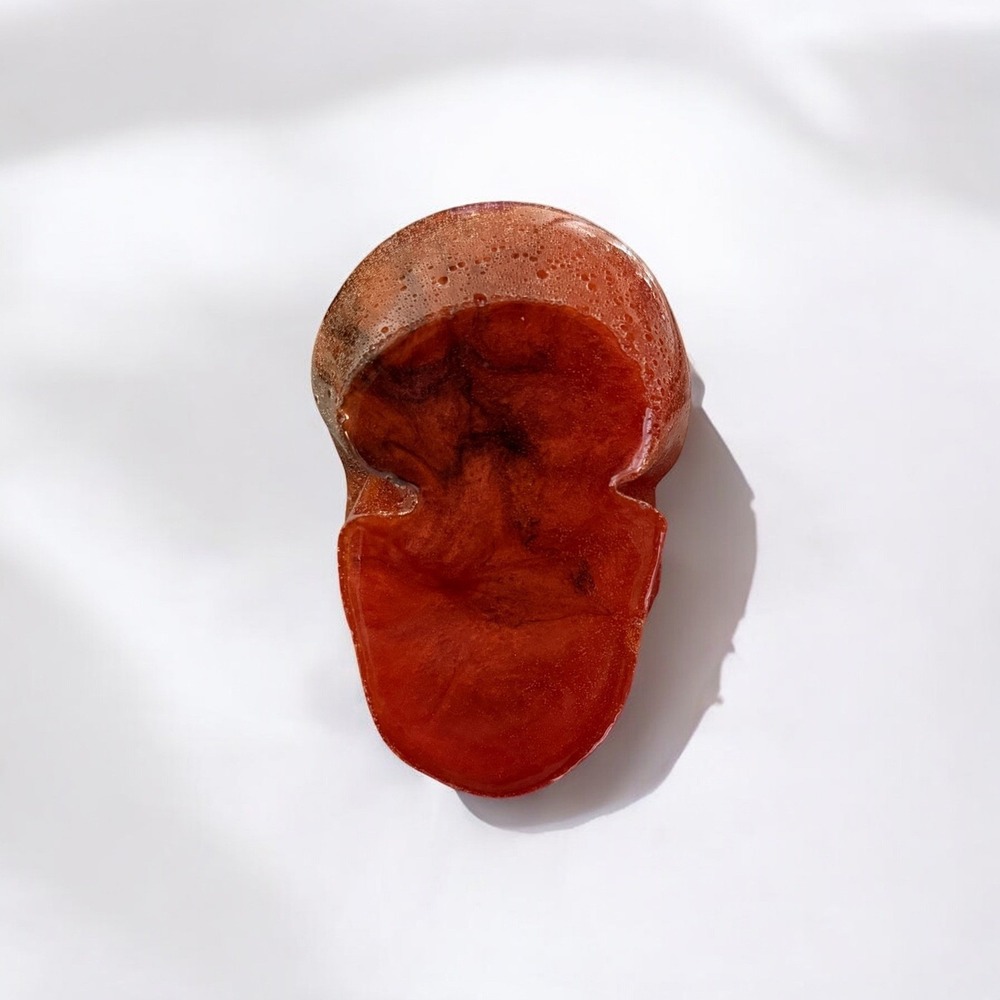 Resin Human Skull-Red and Black, Marbles for Brains - Picture 4 of 11